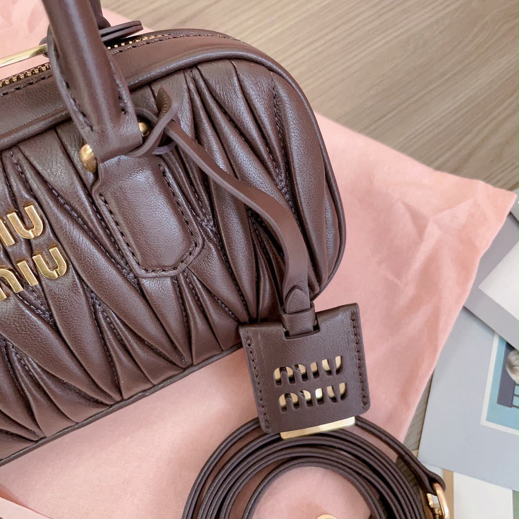 Espresso Matelassé Mini Boston Bag