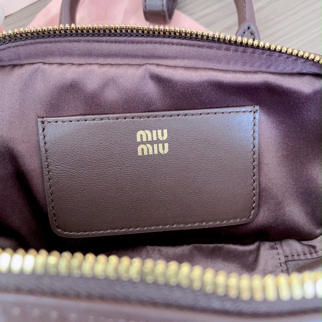 Espresso Matelassé Mini Boston Bag