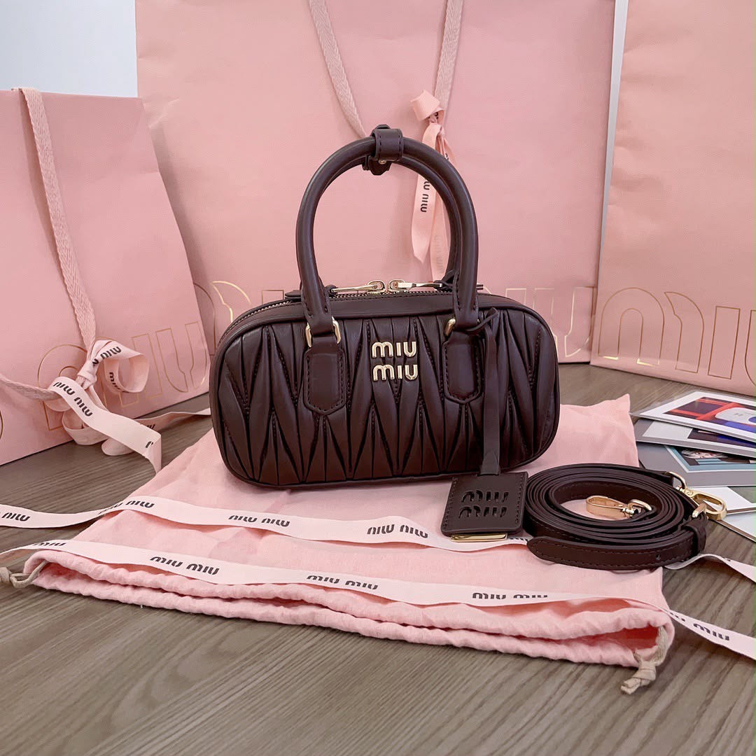 Espresso Matelassé Mini Boston Bag