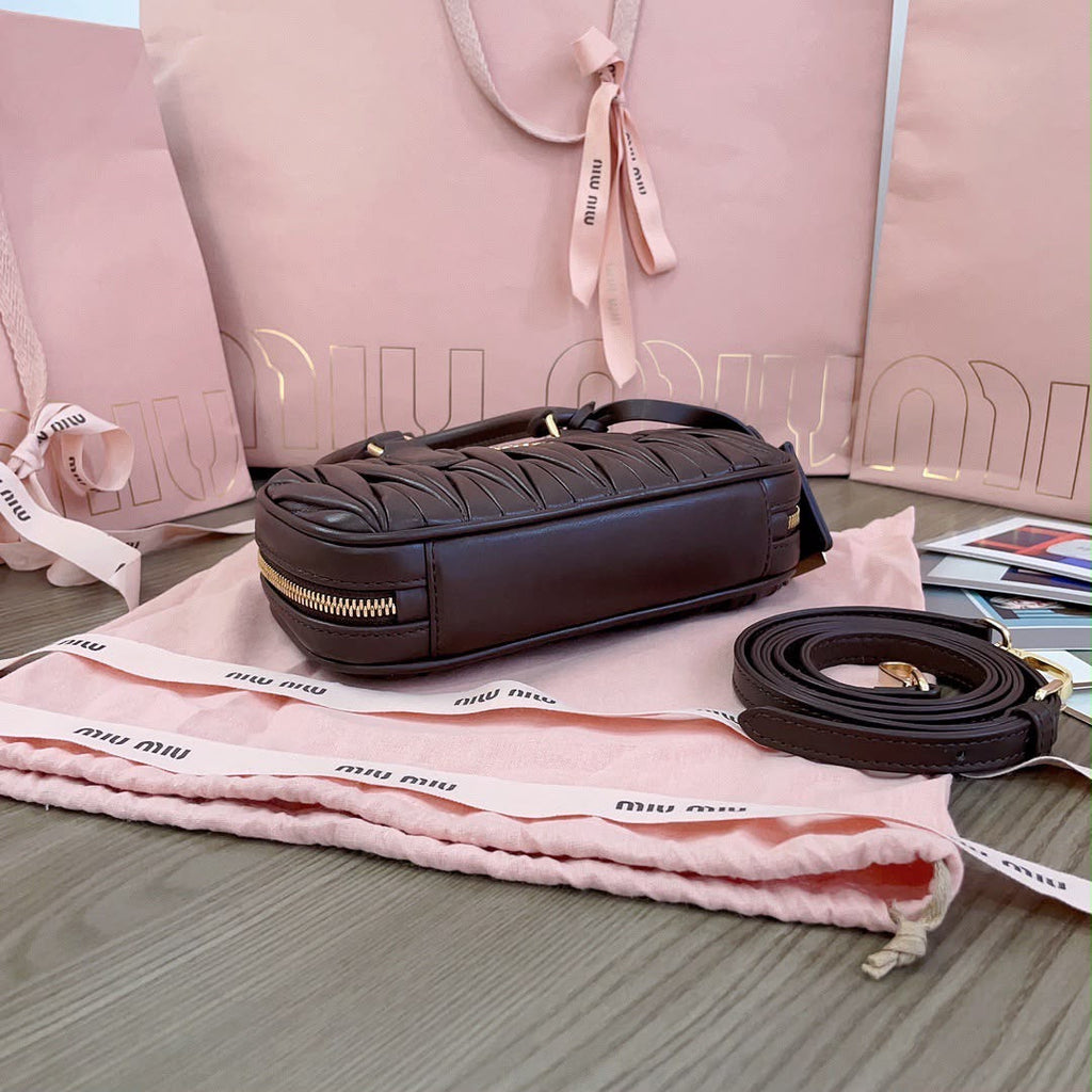Espresso Matelassé Mini Boston Bag