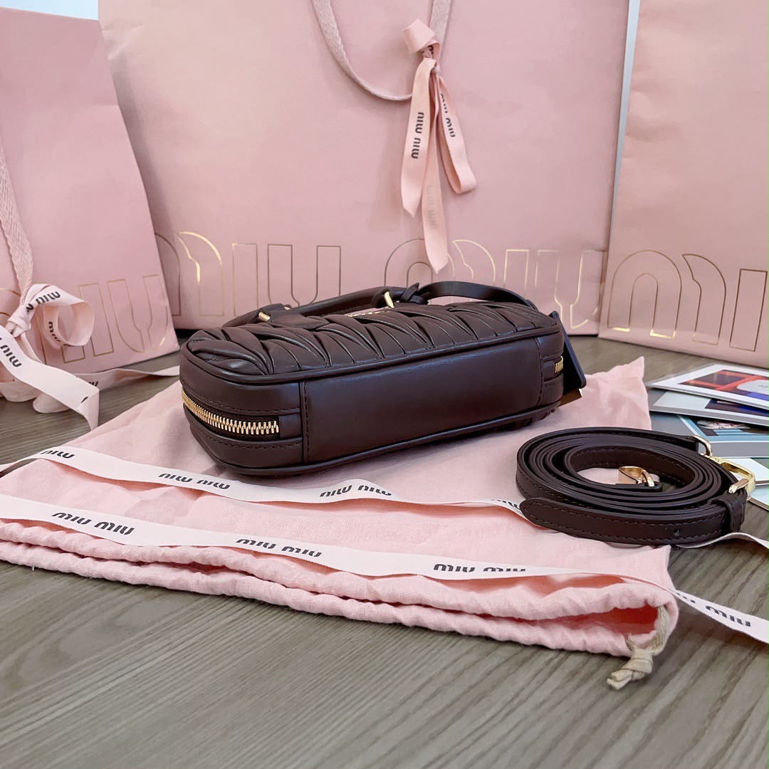 Espresso Matelassé Mini Boston Bag