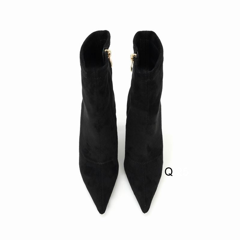 Pointed-Toe Ankle Boots with Sculpted Heel