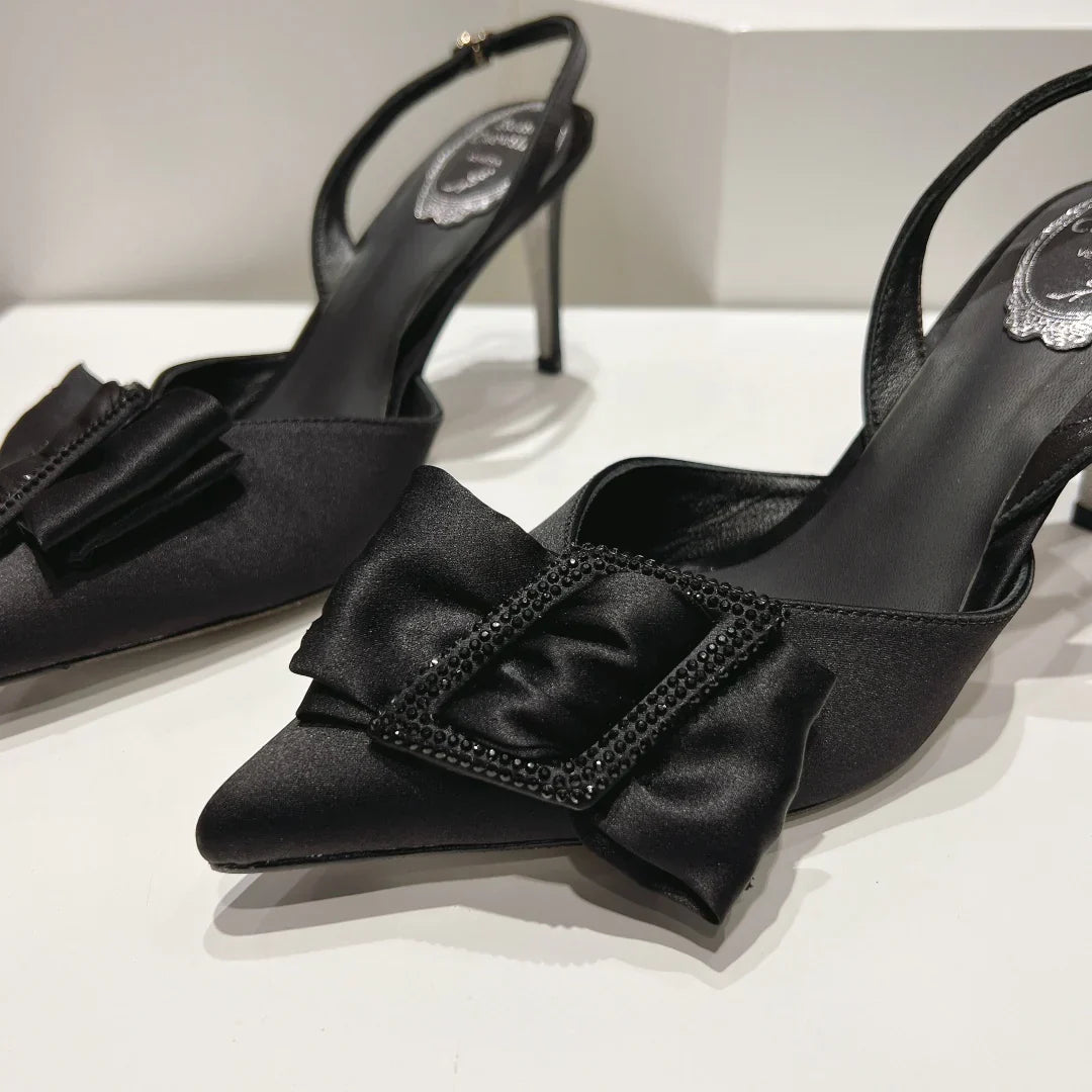 Silk Bow Crystal Heels